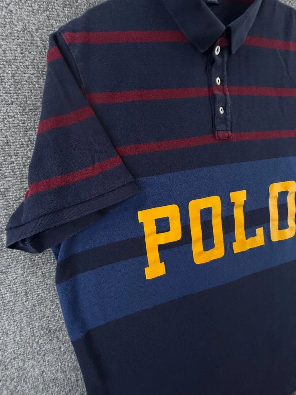 Polo Ralph Lauren Colorful Spell Out Logo Striped Polo Shirt XL Classic Rugby